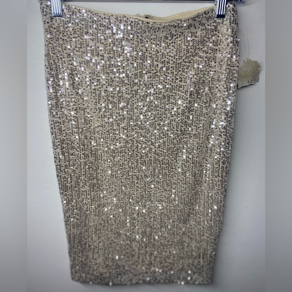 Altar'd State Glittering Silver Pencil Skirt